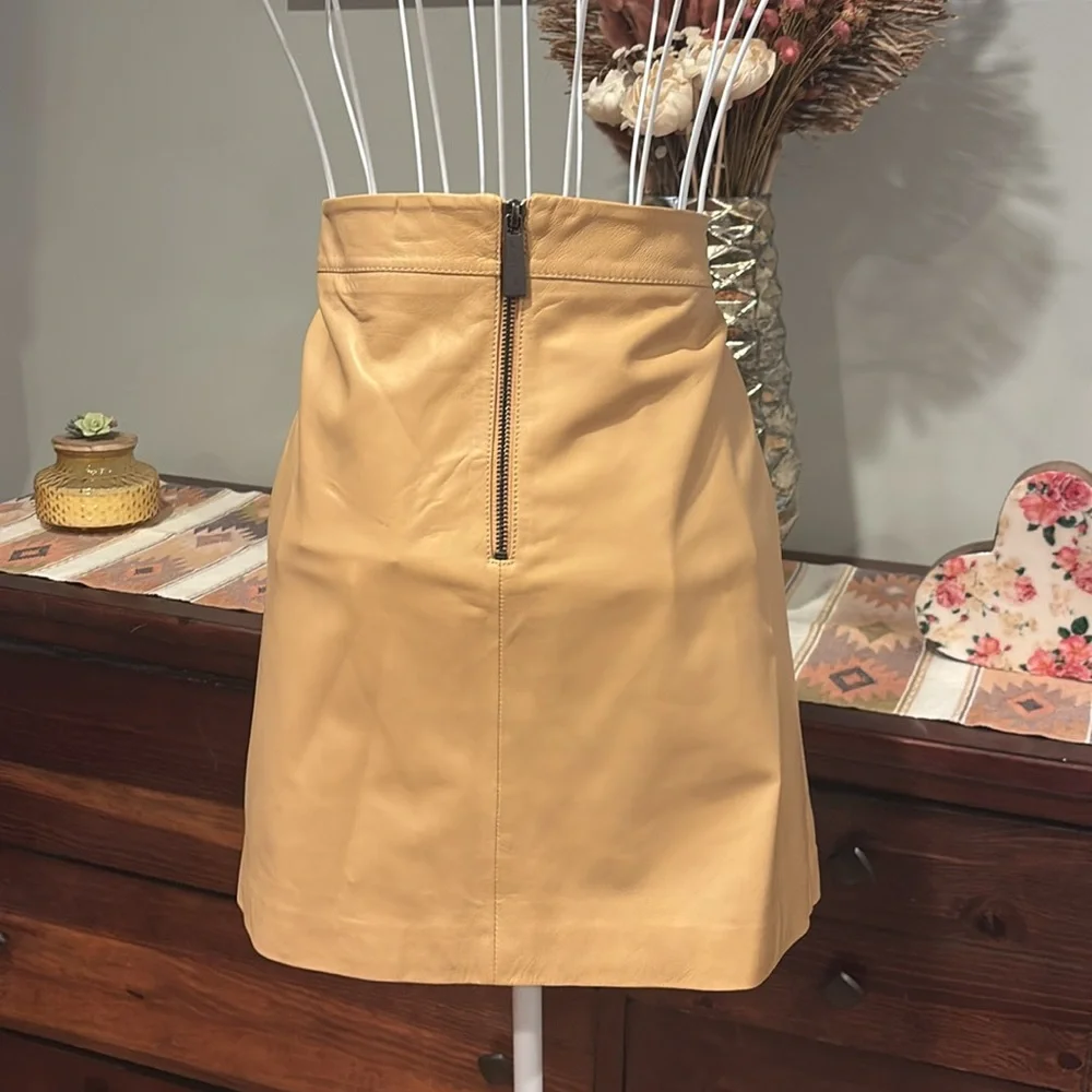 REVOLVE Tan Leather Mini Skirt
